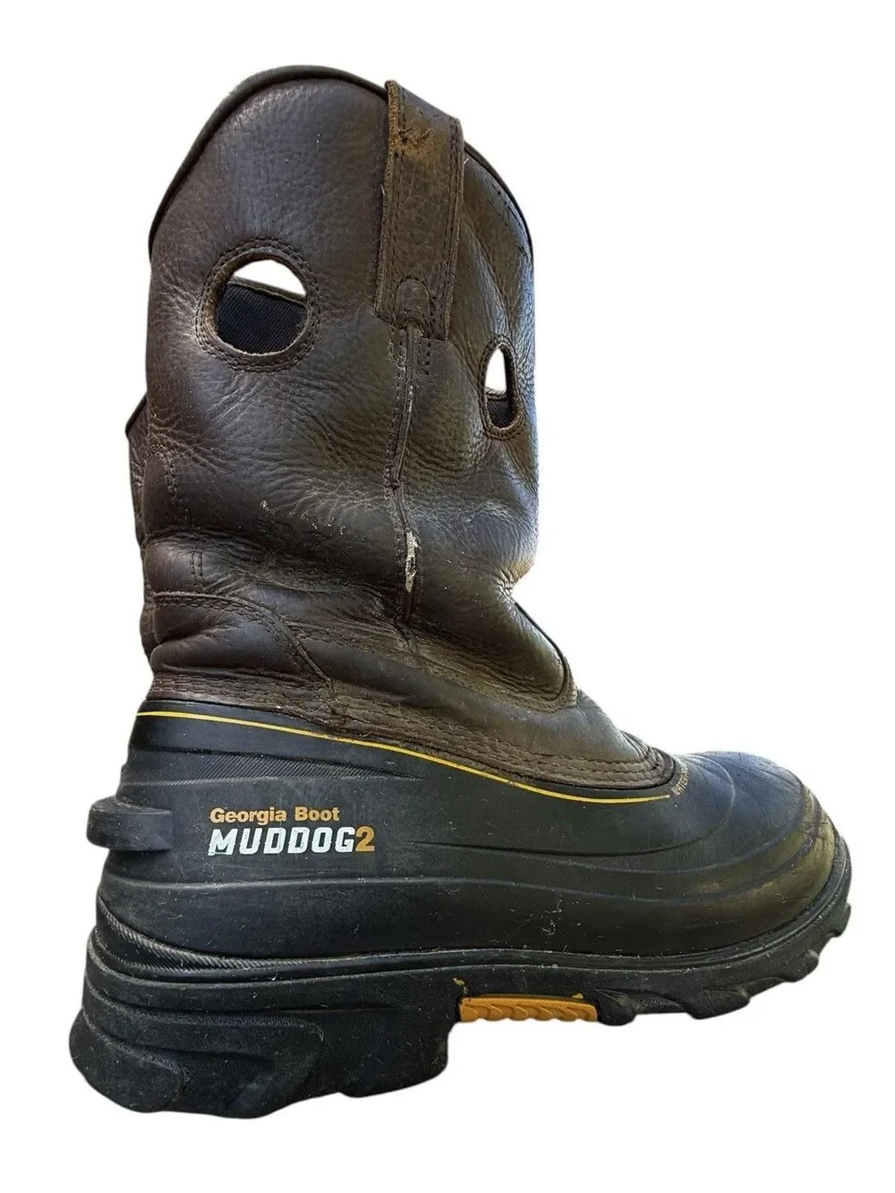 Georgia Boot Muddog 2 Men's 12 M Waterproof Pull On Work Wellington Boots Brown